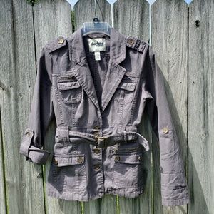 Fitted Military Style Jacket - Gray